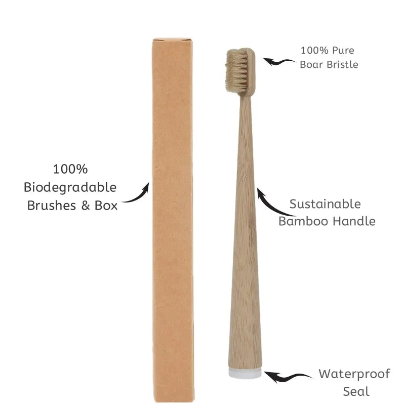 100% Natural Boar Bristle Bamboo Toothbrush